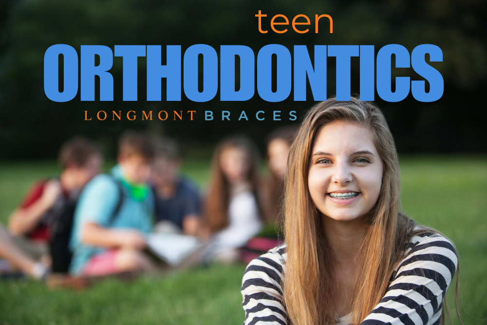 Girl in striped shirt with braces, teen orthodontics, Longmont Braces, Colorado